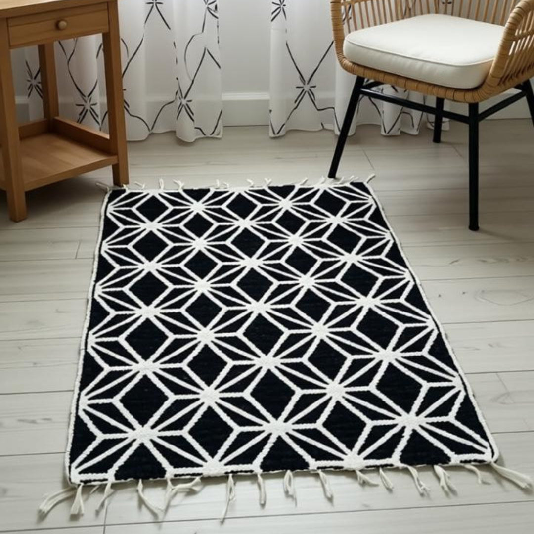 Mosaic Rugs - Denim & Black (2.5ft x 4Ft)