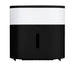 Black and white wall-mounted tissue dispenser on a white background.