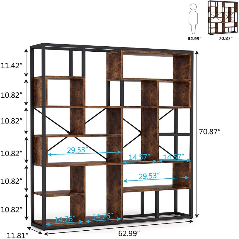 Staggered Living Room Bookcase Organizer Storage Rack Decor - waseeh.com