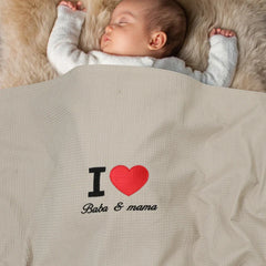 I♡Mama Baba Baby Waffle Blanket