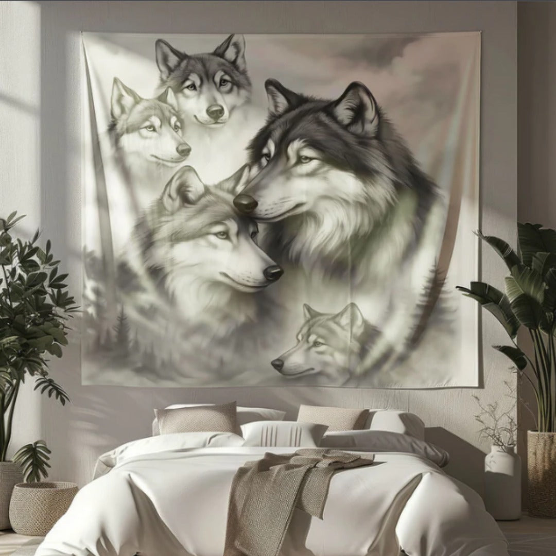 Wolf Family Portrait Tapestry