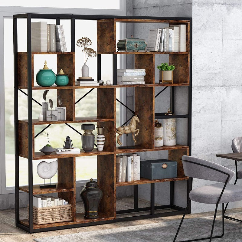 Staggered Living Room Bookcase Organizer Storage Rack Decor - waseeh.com