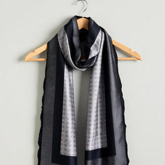 Black Strip Silk Scarf