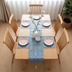 Blue Mirage Weave Table Runner With 4 Mats