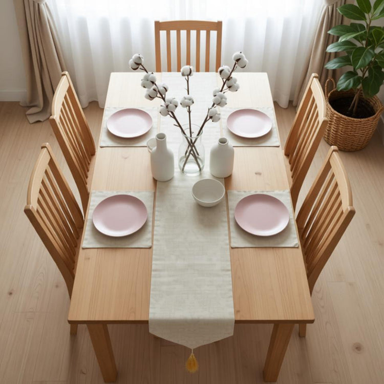 Pale gold neutral table runner with matching placemats.