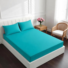 Blizzard Blue Cotton Fitted Sheet Double Bed