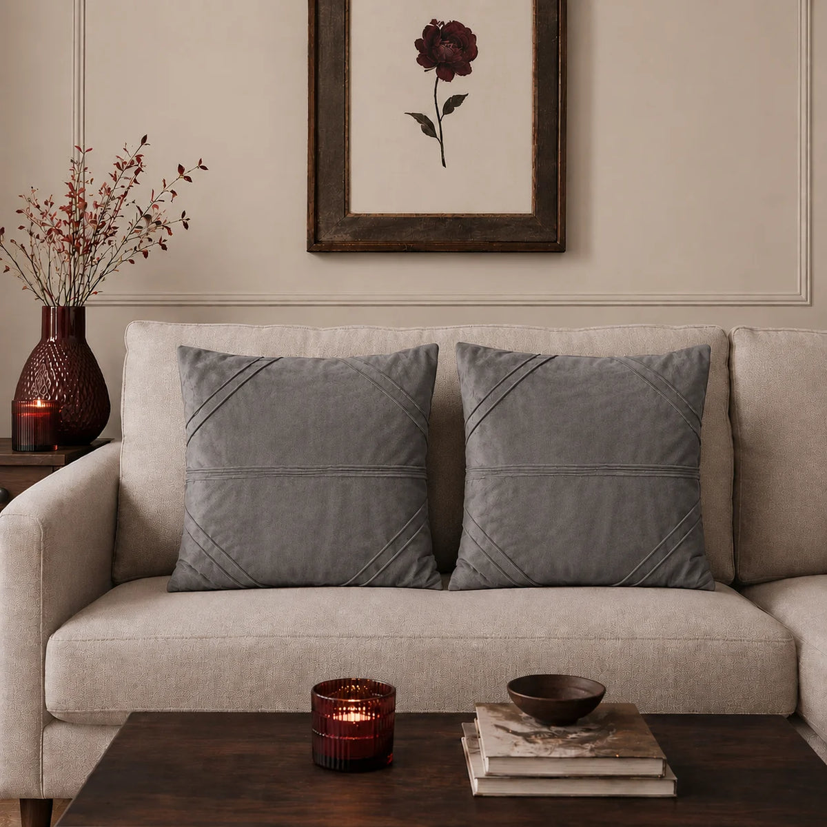 Artisan Lines Velvet Cushion Cover pack of 2