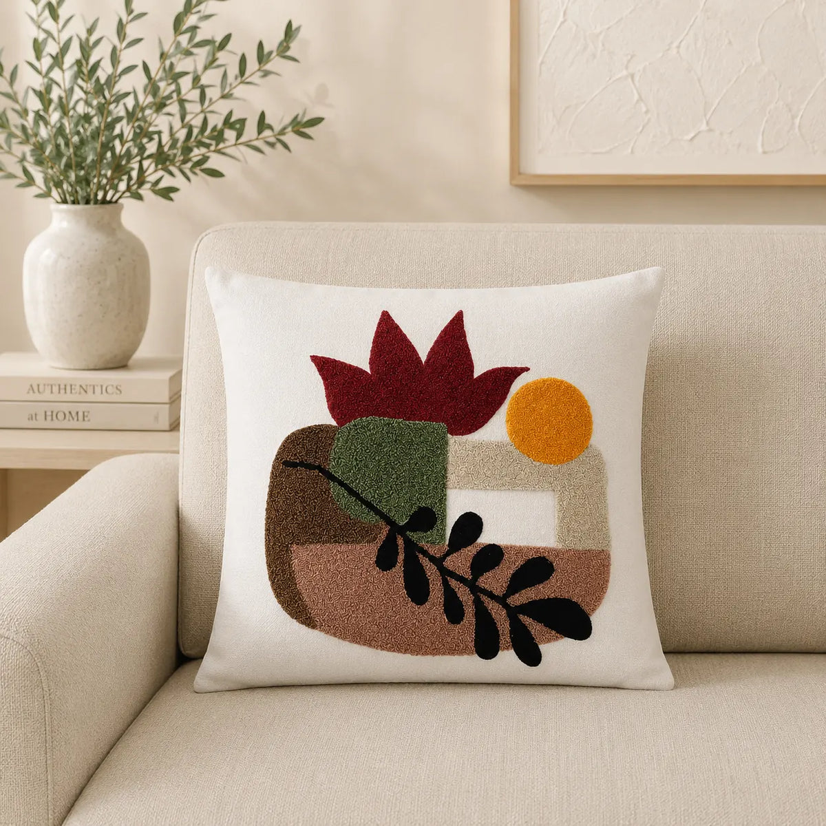 Premium Tufted Art Cushion Cover With Filling