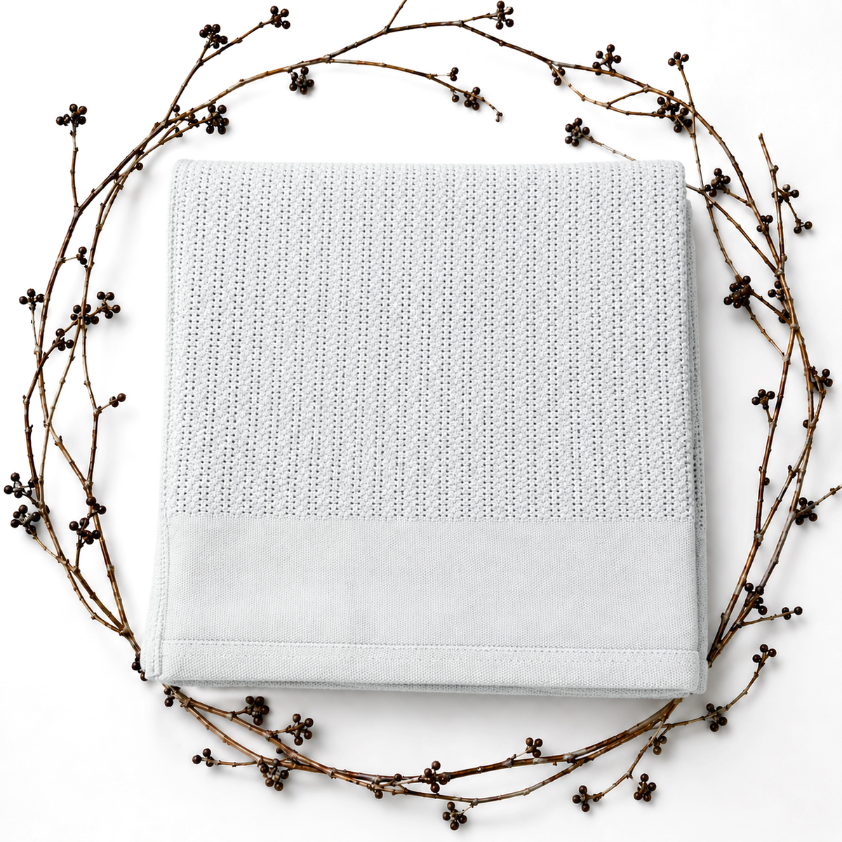Waffle Nest Baby Blanket Light Grey