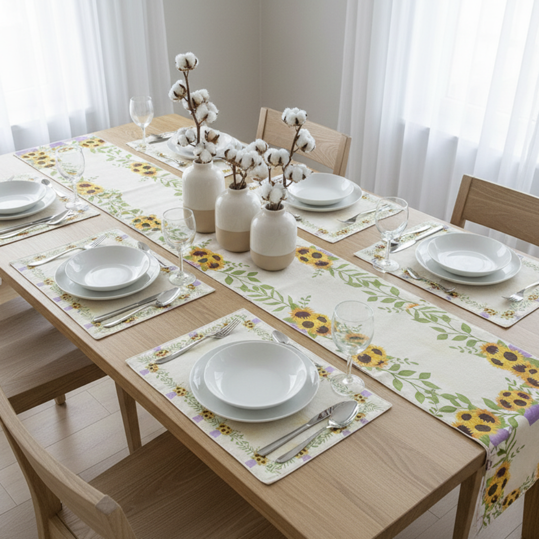 Orchid Elegance Table runner with Mats