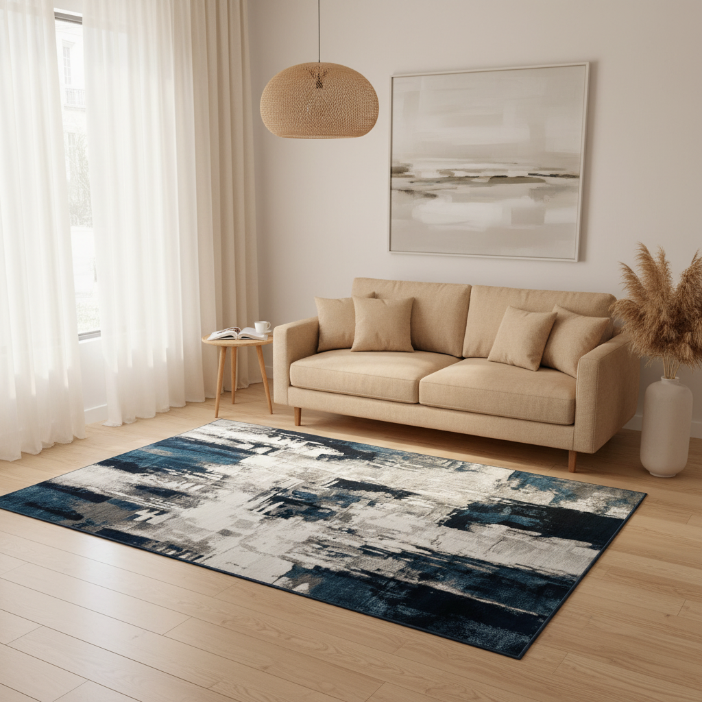 Stanbul Blue Distressed Turkish Rug