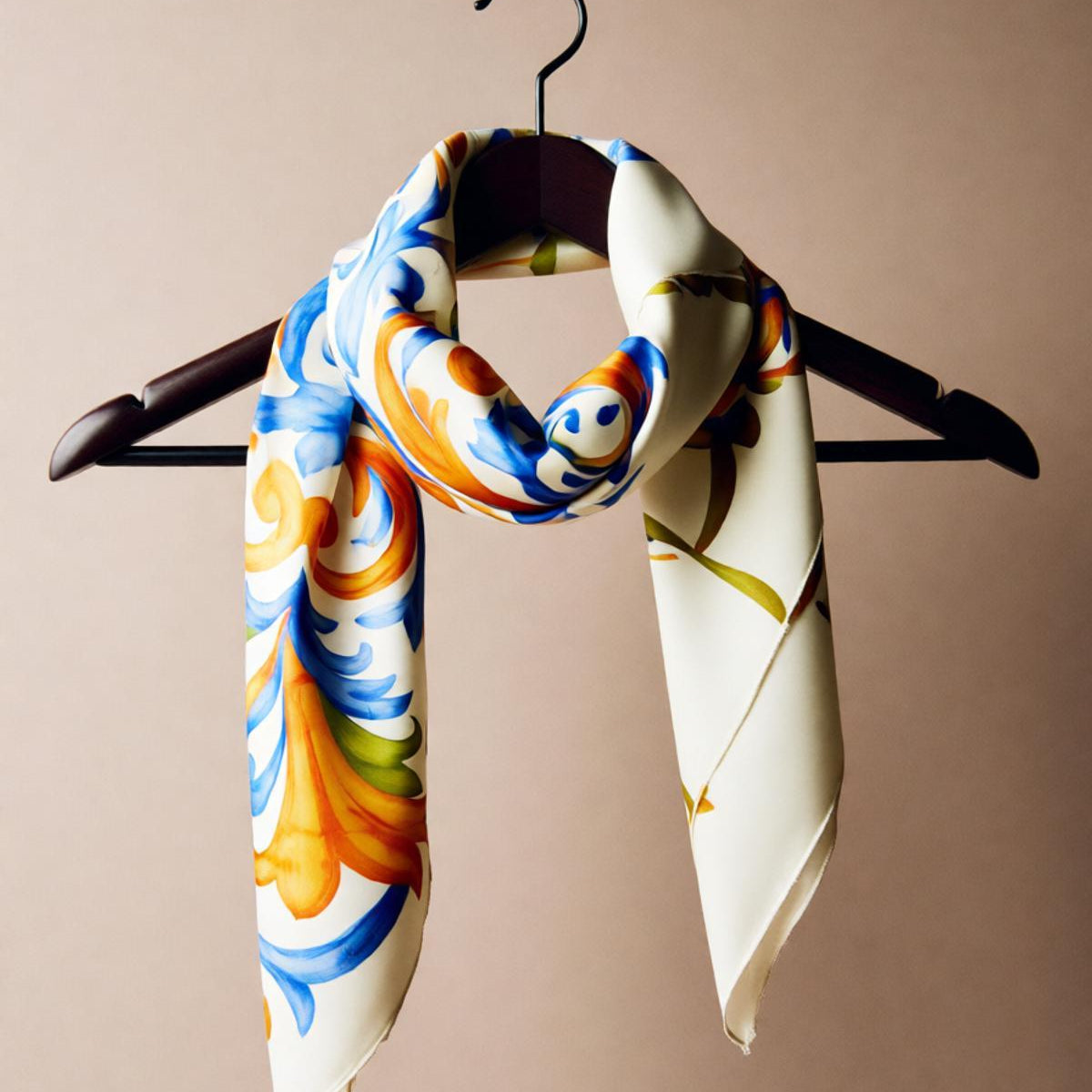 Ornamental Floral Silk Scarf