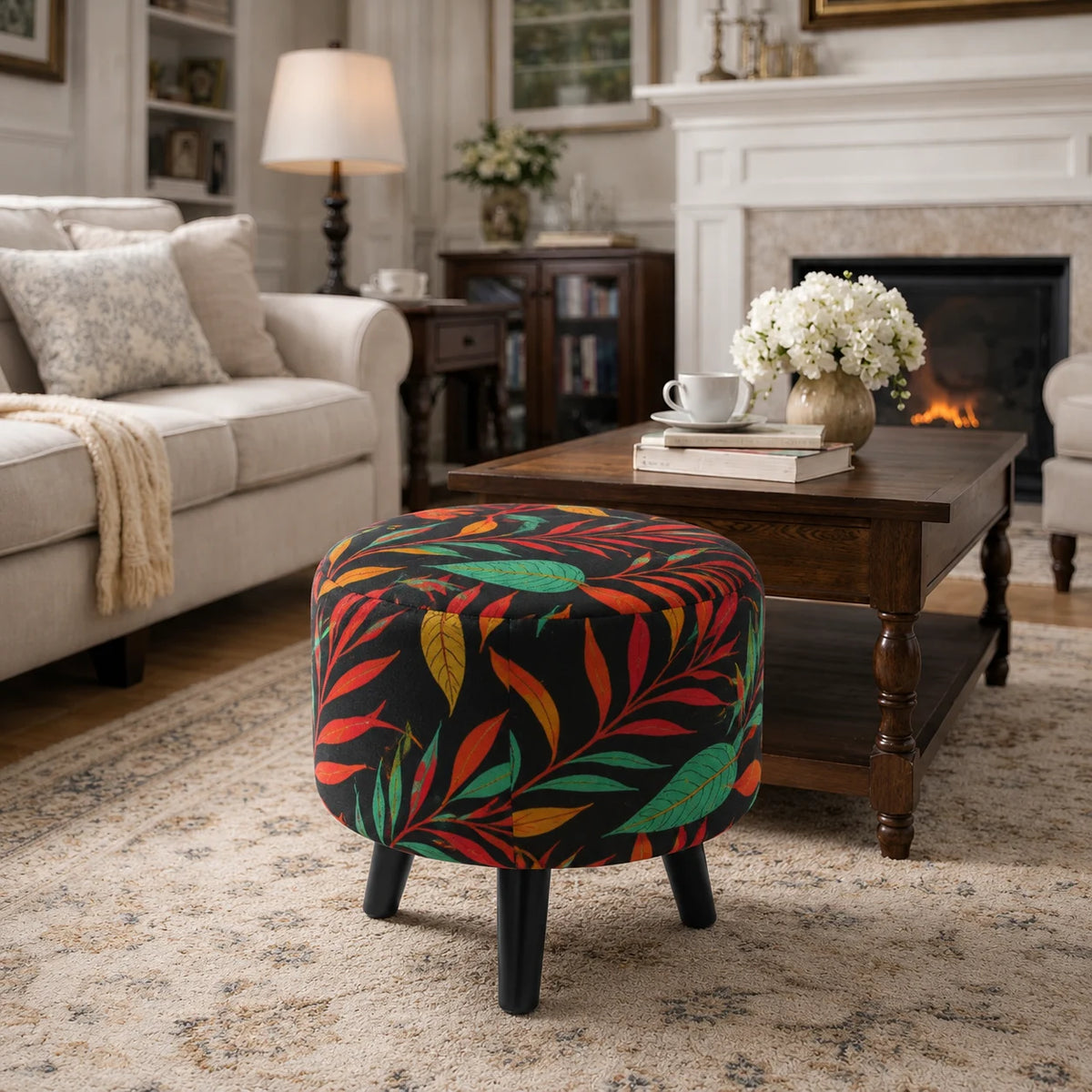 Wild Leaf Ottoman
