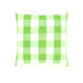 Lime green and white gingham checked filled cushion.