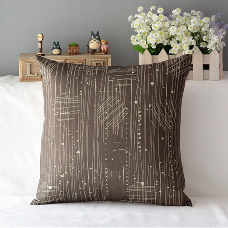 Dark grey cushion cover with fine cream lines and small dot details.