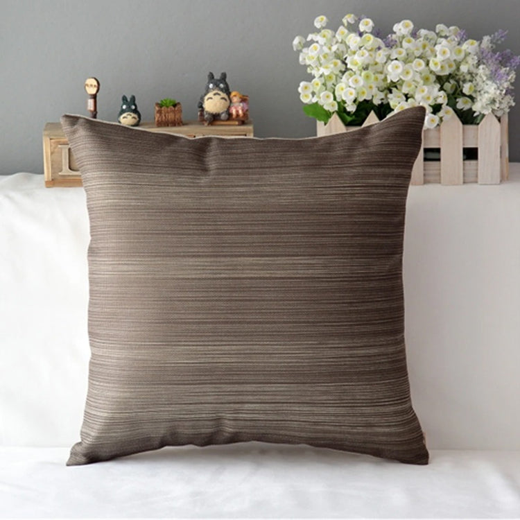 Grey cushion cover with a fine horizontal striped pattern.