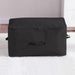 Black zippered fabric storage bag with side handles.