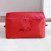 Red zippered fabric storage bag with side handles.