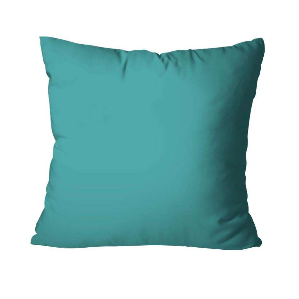Plain teal square cushion cover.