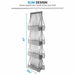 Grey hanging handbag organizer showing its slim profile and clear pockets.