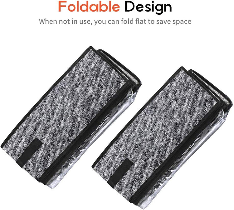 Two fabric underbed organizers folded flat for storage.