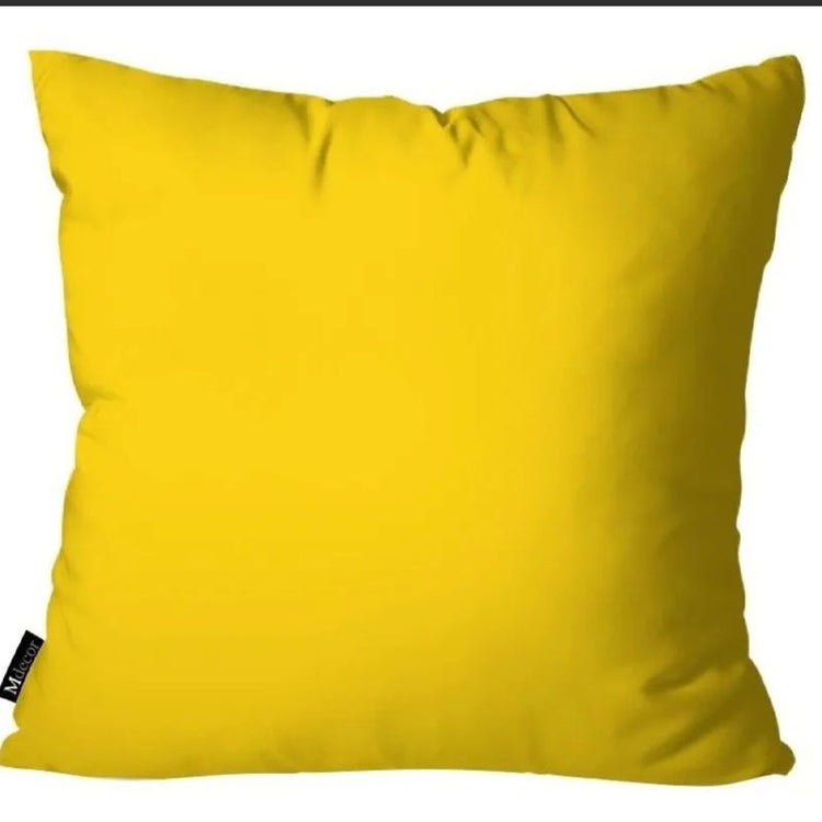 Plain bright yellow square cushion cover.