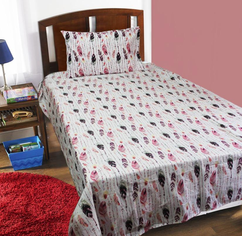 SINGLE KIDS BED SHEET - FEATHERS