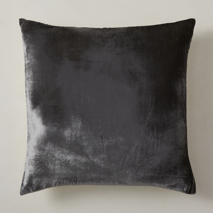 Plain charcoal grey cushion cover with a soft textured finish.